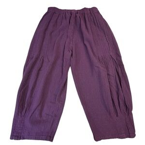 Cottonways Purple Gauze Crop Pants – Lagenlook Crinkle Boho High Rise S/M